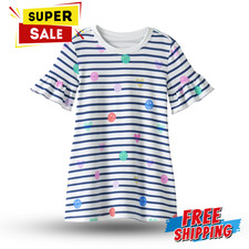 BIG SALE Little Sleepies Smiley Stripes Ruffled Dress Girls Daywear Play Dress