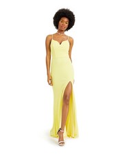 CITY STUDIO Womens Body Con Dress Yellow Spaghetti Strap Juniors 13