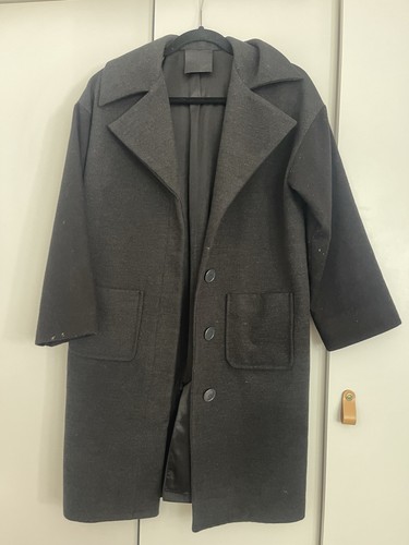 Black Wool Blend Coat From Japanese Thrift Store One Size