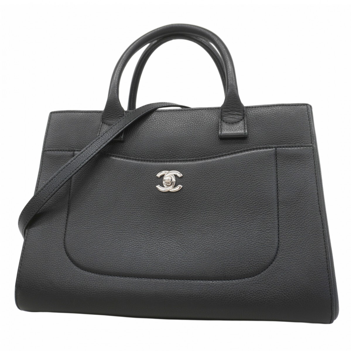 Chanel Neo Executive Leather Tote Bag with Silver Hardware 423296