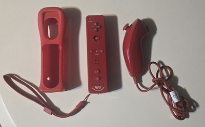 Nintendo Wii RVL-036 Motion Plus Red Remote Controller with OEM Nunchuck