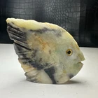 NaturalCrystal Mineral Specimen. Amazon Stone. Hand-carved FISH.Stone Statue.BO