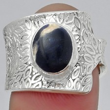 Adjustable - Natural Sodalite 925 Sterling Silver Ring s.7 Jewelry R-1381