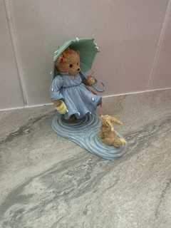 Cherished Teddies Roman Bear And Dog In The rain