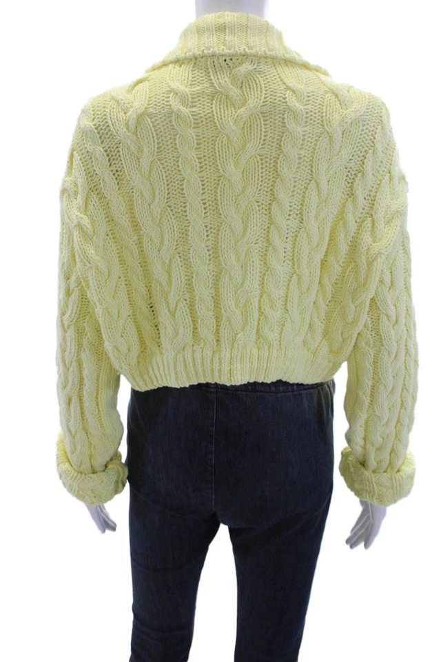 Cárdigan suéter amarillo tejido con joyas Zara para mujer talla pequeña Foto 3 de 4