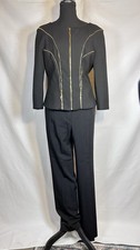 Authentic Versace Collection Black Two-Piece Pantsuit Medusa Gold Zip