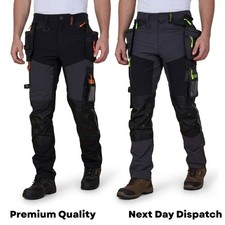Mens Cargo Waterproof Workwear Multi Pocket Construction Trousers Work Pants UK