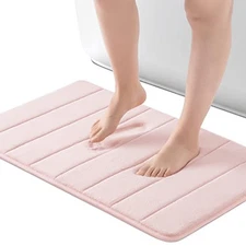  Memory Foam Bath Mat 17” x 24”, Water Absorbent Bath Mats for Bathroom, Non 
