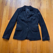 J.Crew Super 120s Wool Blazer Black Two Button Suit Jacket 4 Preppy Minimalist