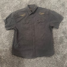 Howler Brothers Shirt Mens Large Gray Crosscut Deluxe Pictographs Pearl Snap