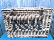 Large XL Fortnum and Mason FM Wicker Basket Or Picnic Hamper 58 x 40 x 40cm
