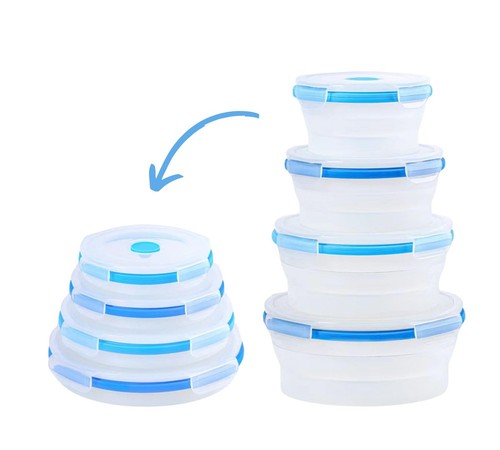 Collapsible Silicone Food Storage Containers, BPA Free, Microwave, Freezer an...