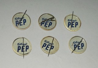 ORIGINAL 1940S KELLOGG'S PEP CEREAL PREMIUM PINS LOT OF SIX U.S. AIRCRAFT