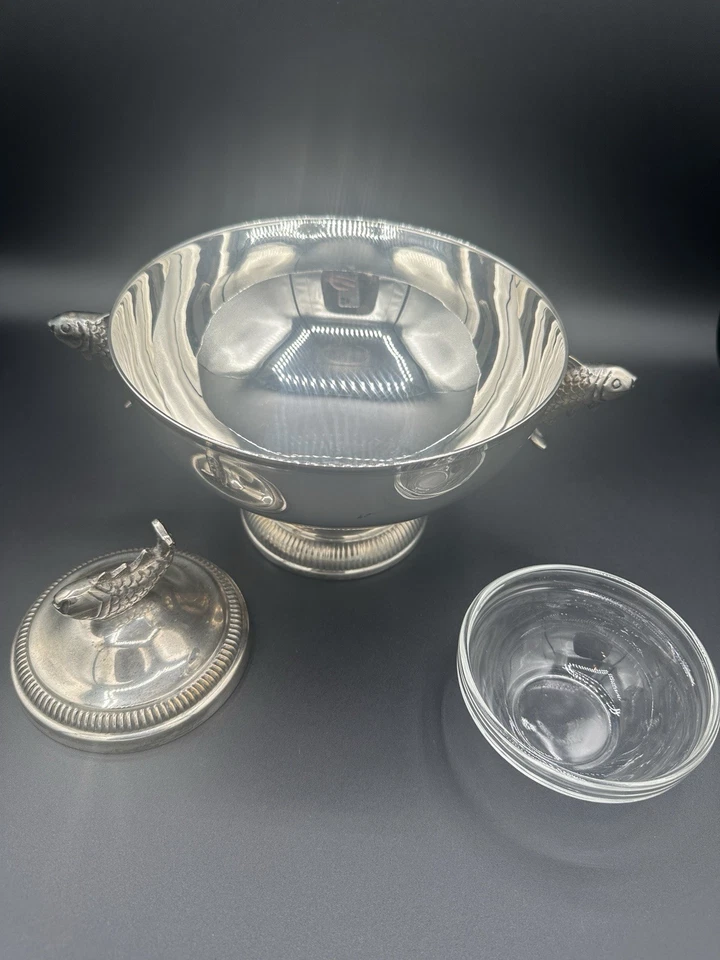 Cuenco de caviar con cuenco de vidrio con 6 vasos de chupito con figura de pez - Servidor de caviar Foto 4 de 4