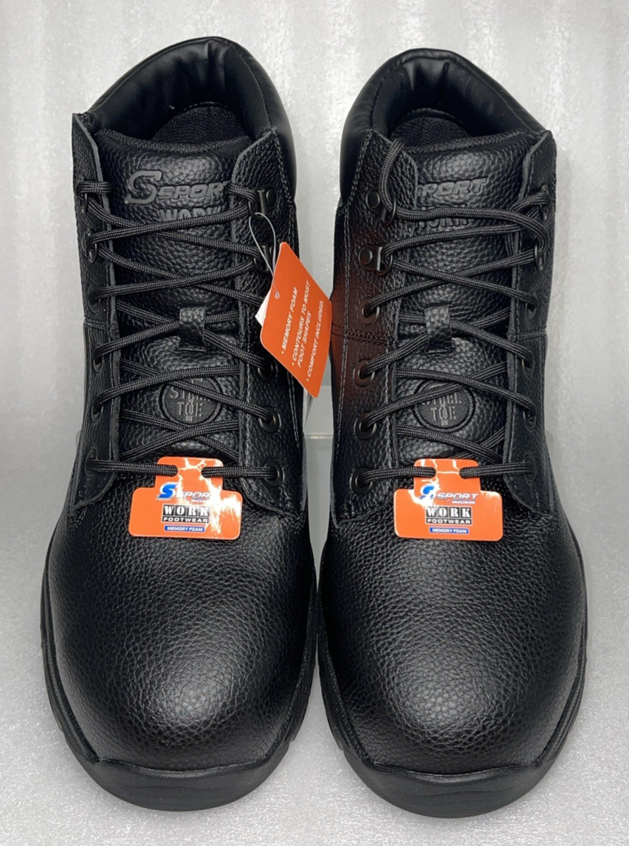 S Sport By Skechers Elton Black Steel Toe Leather Work Boots  display picture 3