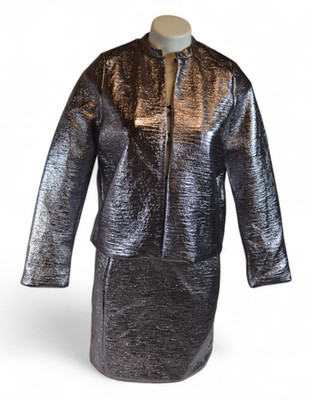 ICHI Chic Dark Gull Metallic Jacket & Skirt Set Size: Small   NWT 2-Piece Outfit
