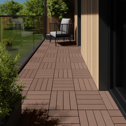 Set Terrassenfliesen Tegulas, WPC in Holzoptik Terrassenfliesen braun B-Ware - Bild 10 von 12