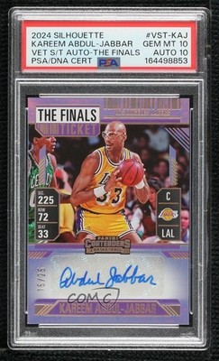 2024 Silhouette The Finals 15/25 Kareem Abdul-Jabbar PSA 10 GEM MT Auto HOF z1b