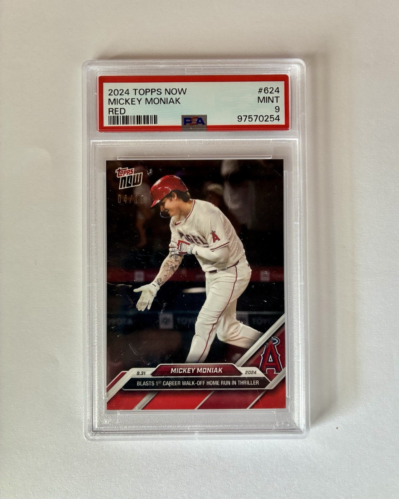 2024 Mickey Moniak Topps Now Red 04/10 PSA 9