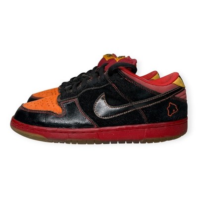 NIKE SB DUNK LOW USED SIZE 9 HAWAII BLACK DEEP ORANGE 313170 003