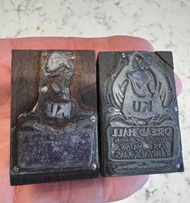 Vtg KU Kansas University Jayhawks Oread Hall 2 Part Printing Plates JR Hamil BH