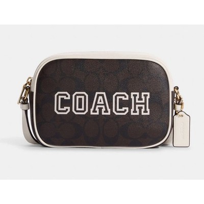 Coach Mini Jamie Camera Bag In Signature Canvas With Varsity Motif