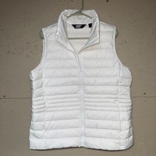 Lands End Quilted Puffer Vest Down Insulated Pure White Women Sz L 14-16 NWOT