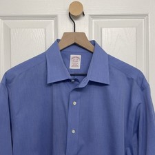 Brooks Brothers Cotton Dress Shirt Mens 16.5 34 Madison Non-Iron Supima Stretch