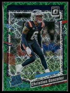 2023 Donruss Optic #274 Christian Gonzalez Rookie Green Velocity Patriots
