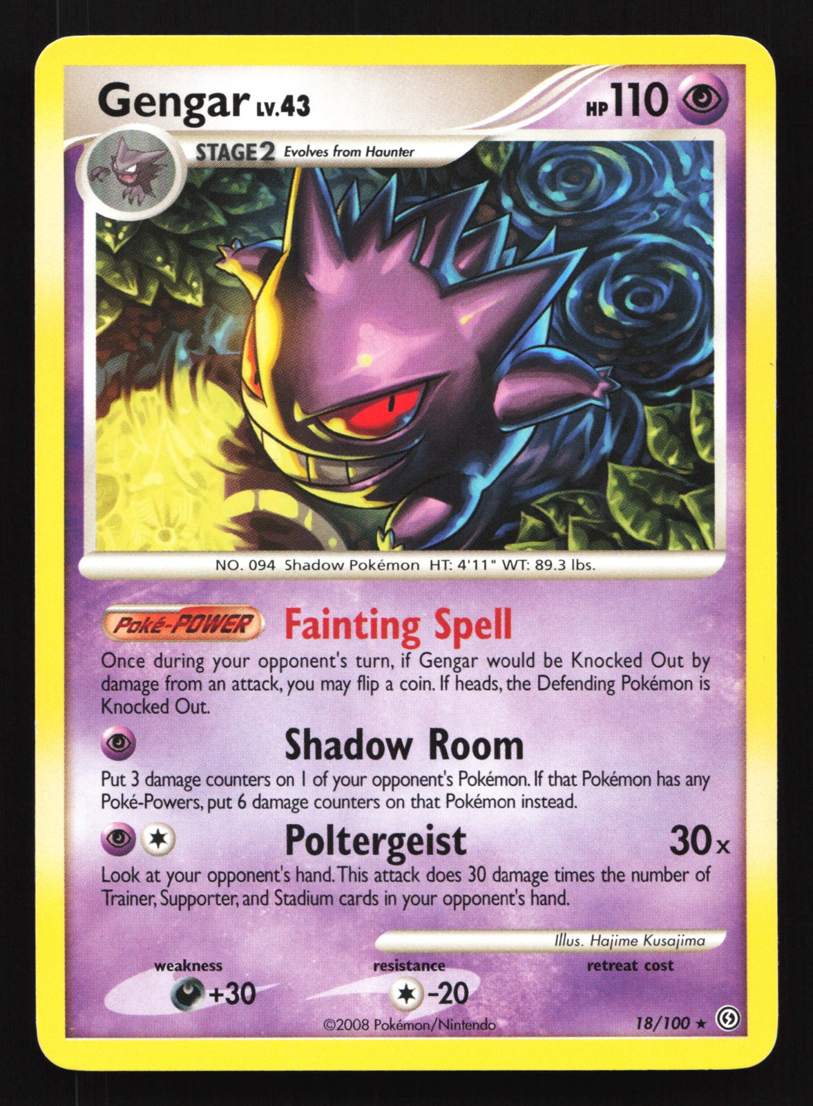 Gengar 18/100 Stormfront Rare Pokemon Card