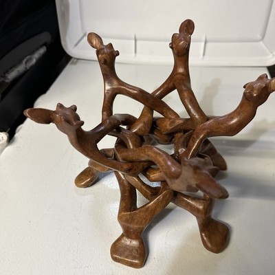 Vintage Wooden Camel Stand Hand Carved. 5 legs