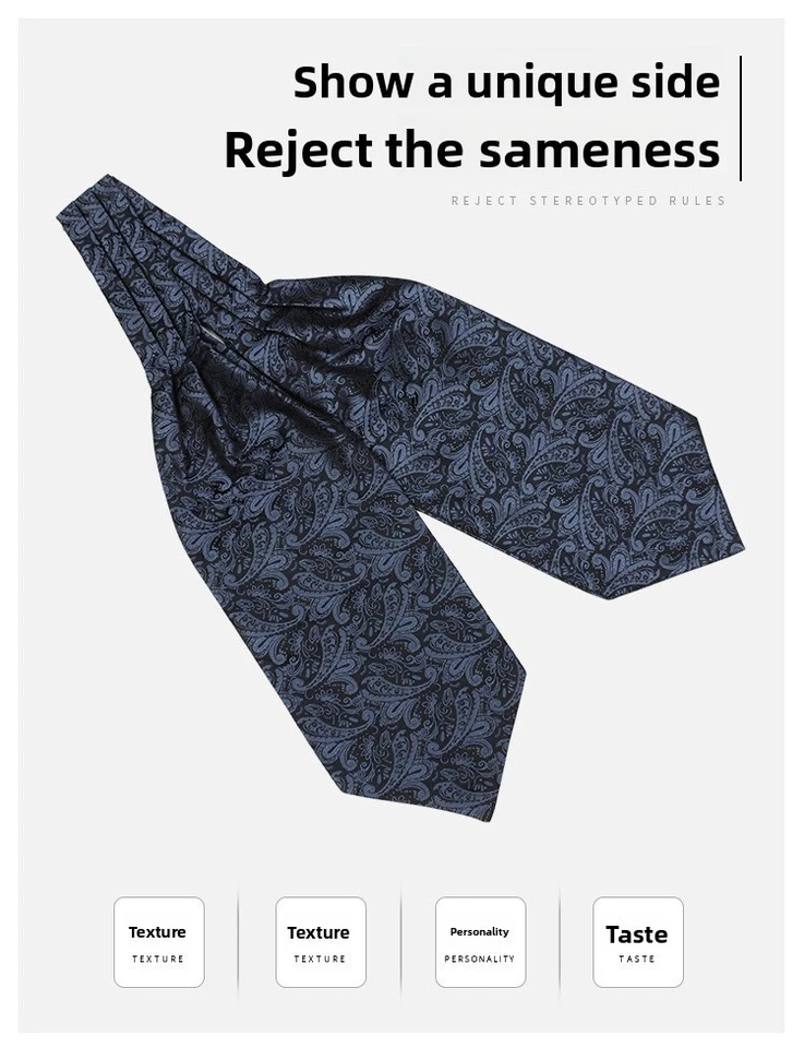 Jacquard Paisley Polka Scarves Cravat Gentleman Ties Men's Ascot Neck Vintage - Image 4 of 4