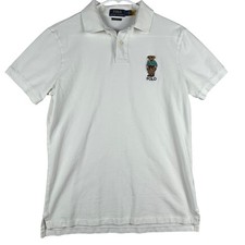 Polo Ralph Lauren Mens White Polo Bear Custom Slim Fit Cotton Pique Shirt M