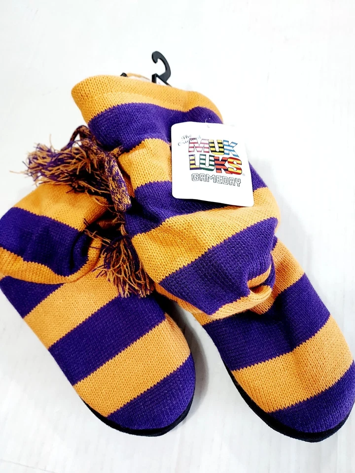 Nuevas Botas Muk Luks Game Day Tejidas Púrpura Pequeñas (5-6) Vikingos Foto 2 de 4