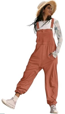 Casual Corduroy Overalls Sleeveless 3XL Adjustable, Loose Harem, Cottage Core