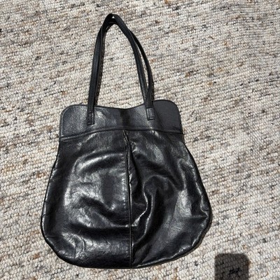 cuir veritable Black Leather Hobo Bag Made In France