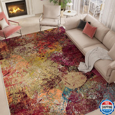 Arbosofe Modern Abstract Rug for Living Room, 5'x7' Washable Area Rug with Non-S