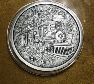2016 THE TRAIN - Hobo Nickel 5oz. ANTIQUED SILVER PROOF #523
