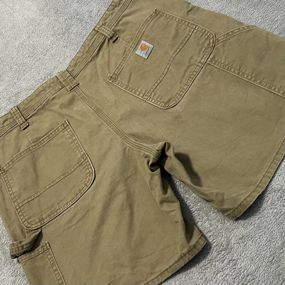 Шорты женские Carhartt 10 бежевые холщовые оригинальный крой брюки плотника - Изображение 2 из 4