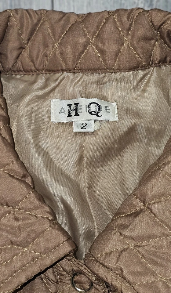 Винтажный 90-х Y2k Avenue HQ выстеганный жилет на пуговицах с воротником коричневый женский размер 2 - Изображение 3 из 4