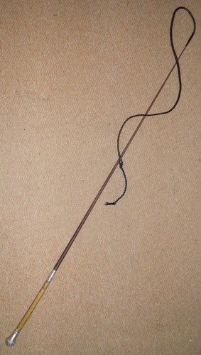 Antike Fahrpeitsche & Lederpeitsche - Repousse gemusterte Silbermöbel