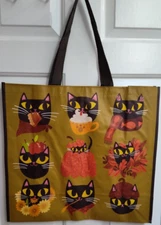 Halloween Black Cats Large Fall Reusable Shopping Bag TJ Maxx Eco Friendly