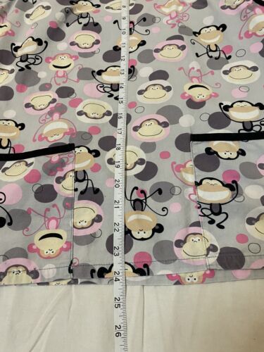Tafford Medical Uniform Scrub Top Women Size Small Happy Monkey - Picture 5 of 7