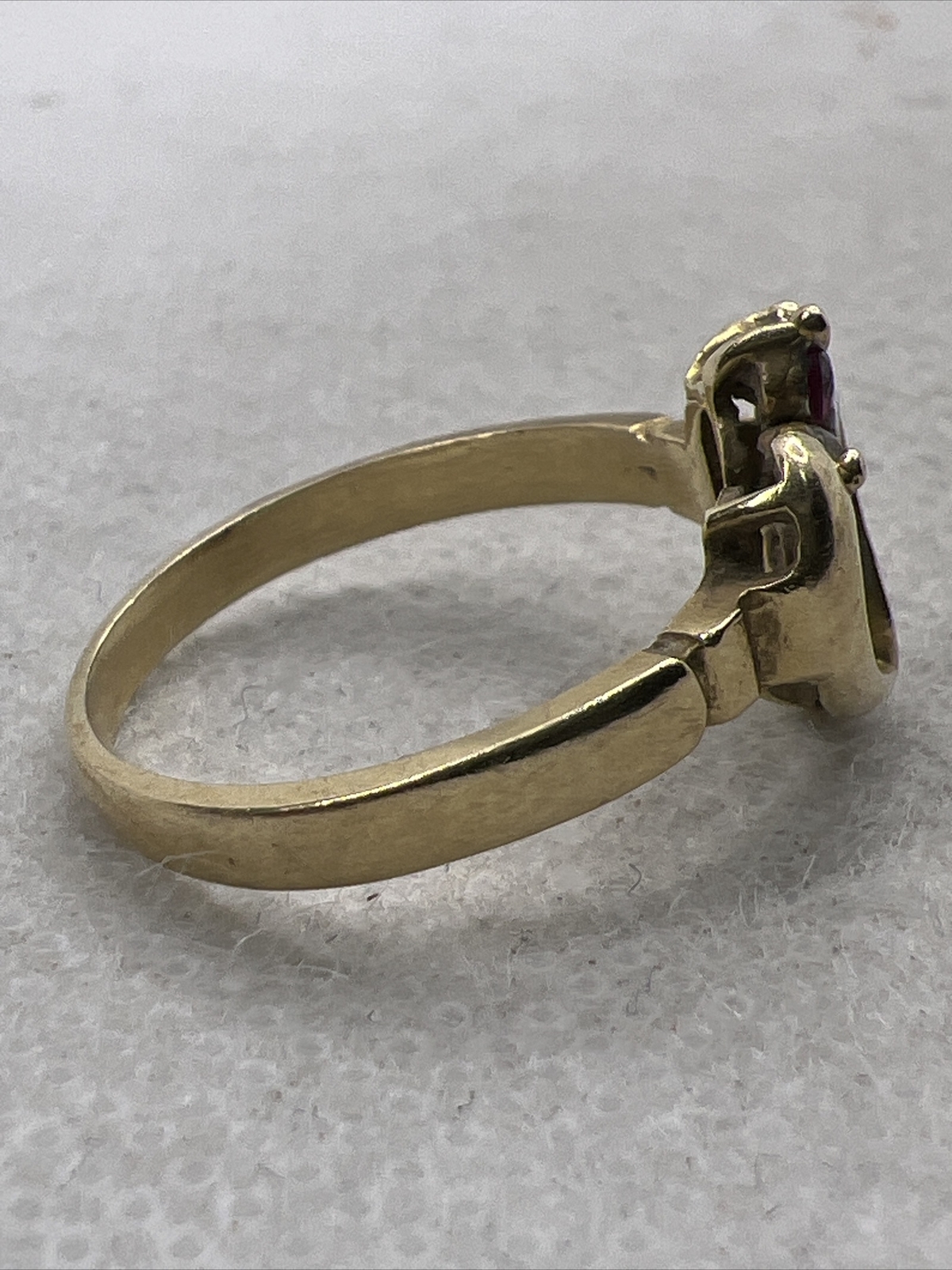 CUTE Solid 14K Yellow Gold Created Ruby & White C… - image 3