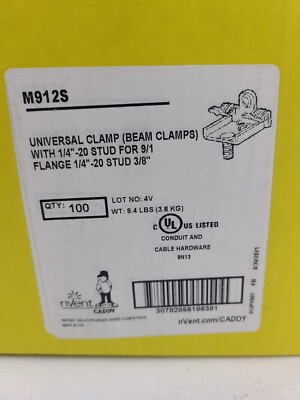 LOT OF 100 NVENT CADDY M912S UNIVERSAL BEAM CLAMP