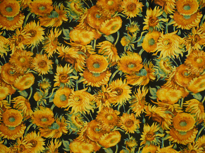 SUNFLOWERS BY FABRIC FREEDOM, LONDEN ENGLAND 1/2 YD X 43'' QUILTING FABRIC