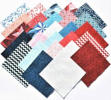 CELESTIAL LIGHTS Patriotic Quilt Fabric 10X10 PACK By Benartex 42 Pcs.