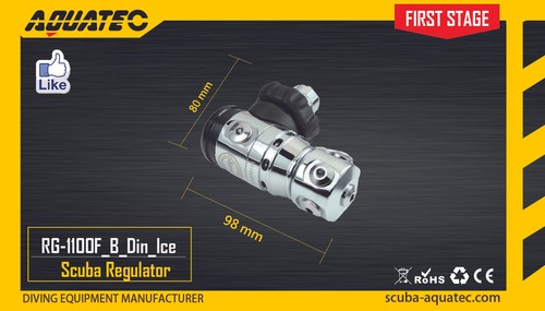 AQUATEC Scuba Diving Regulator Balanced Piston First Stage RG-1100F_B_DIN_ICE - Picture 12 of 12