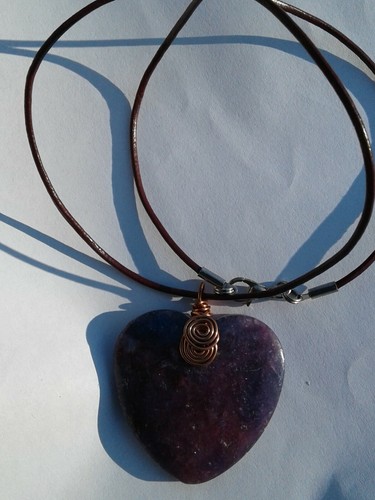 Necklace wire wrap Heart Stone Pendant New Handmade women's fashion jewelry - Picture 5 of 7