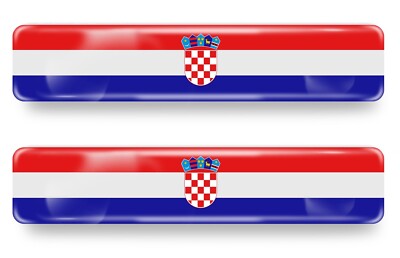 2x 3D Gel Aufkleber Kroatien 6cmx1cm Flagge Fahne Croatia Hrvatska Flag Stickers